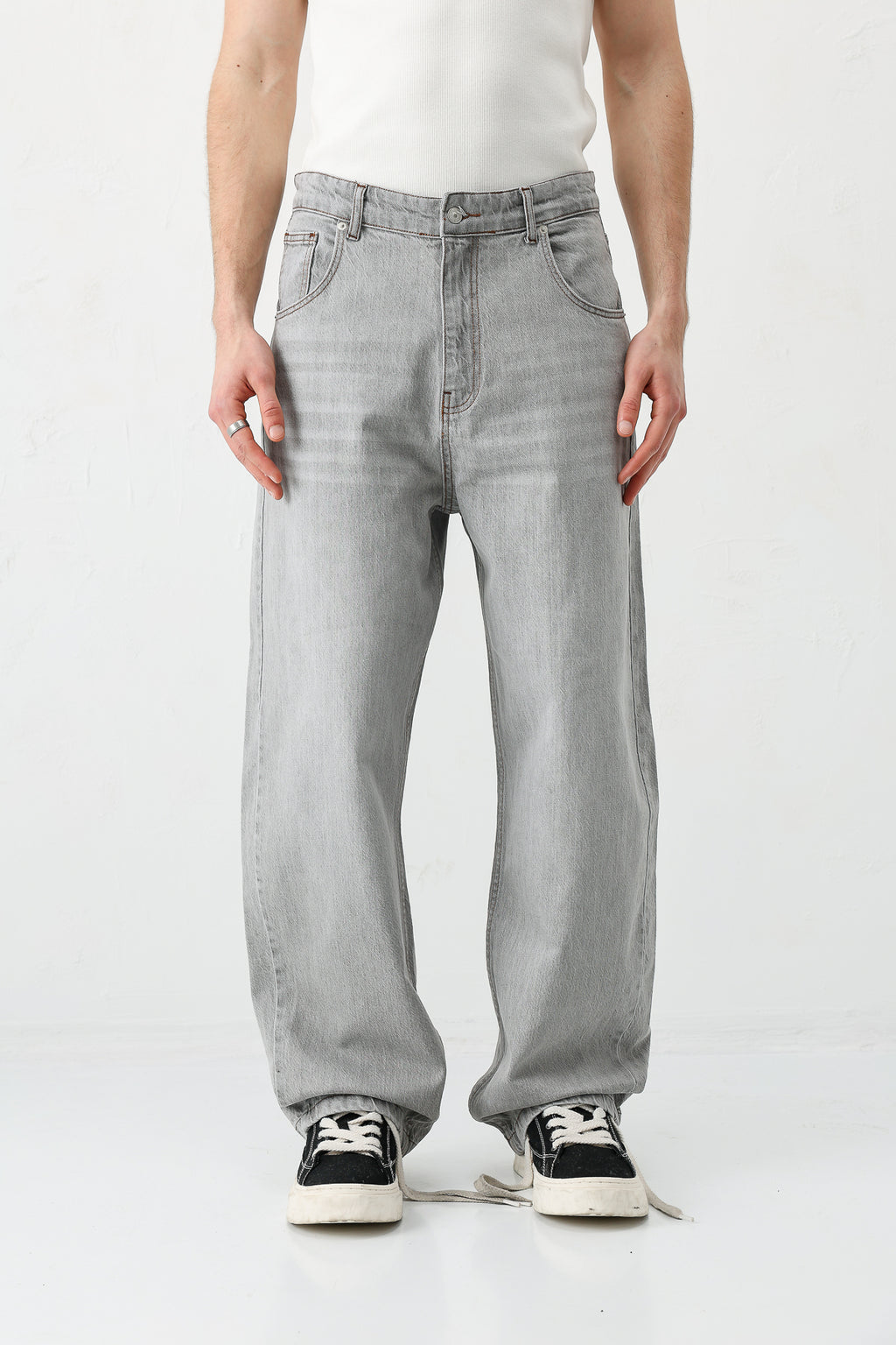 Super Baggy Fit Jean Buz Gri