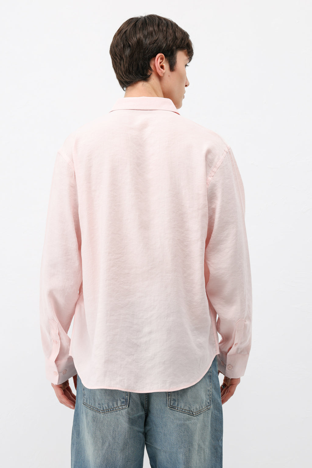 Modal Kumaş Oversize Gömlek Pudra