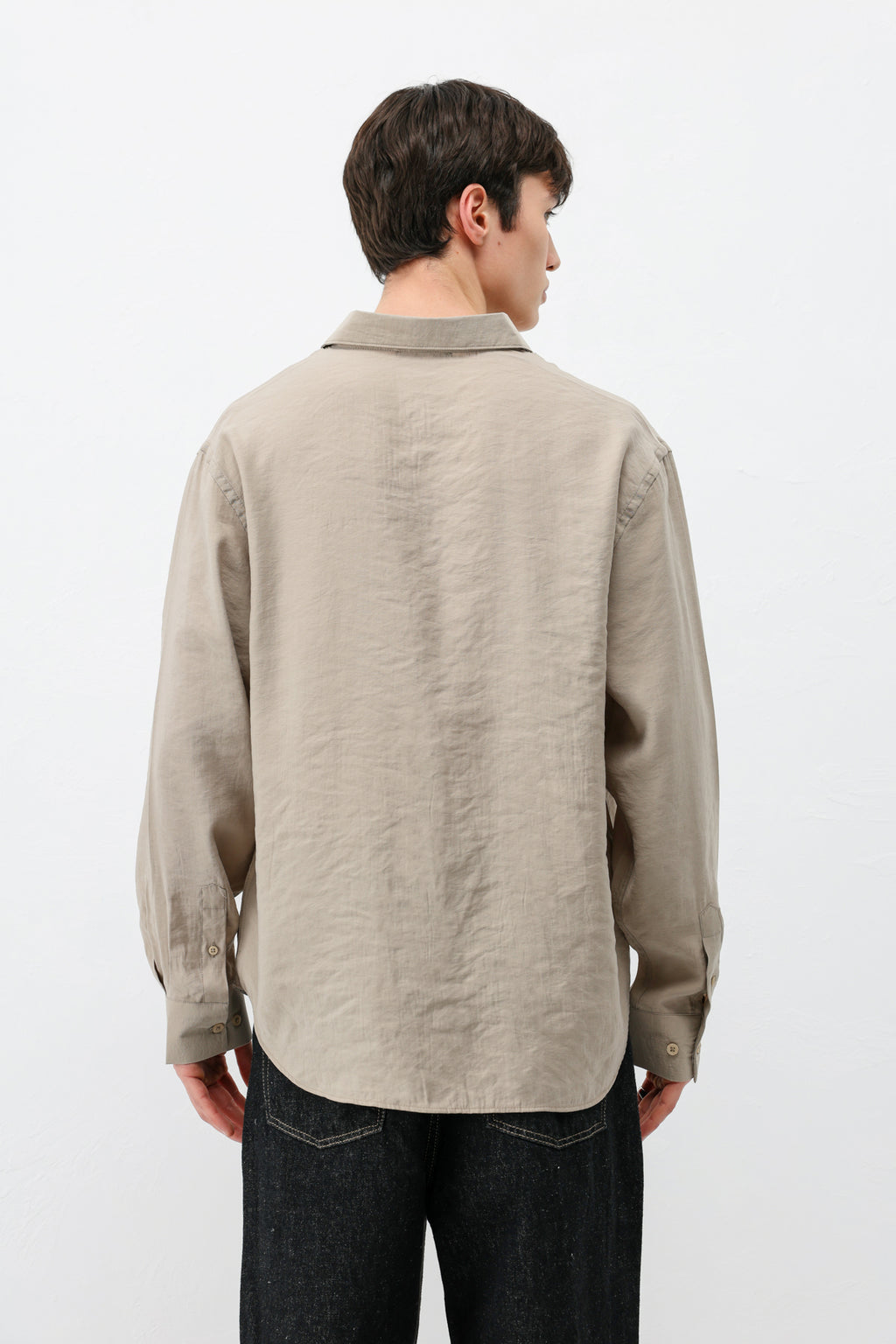 Modal Kumaş Oversize Gömlek Bej