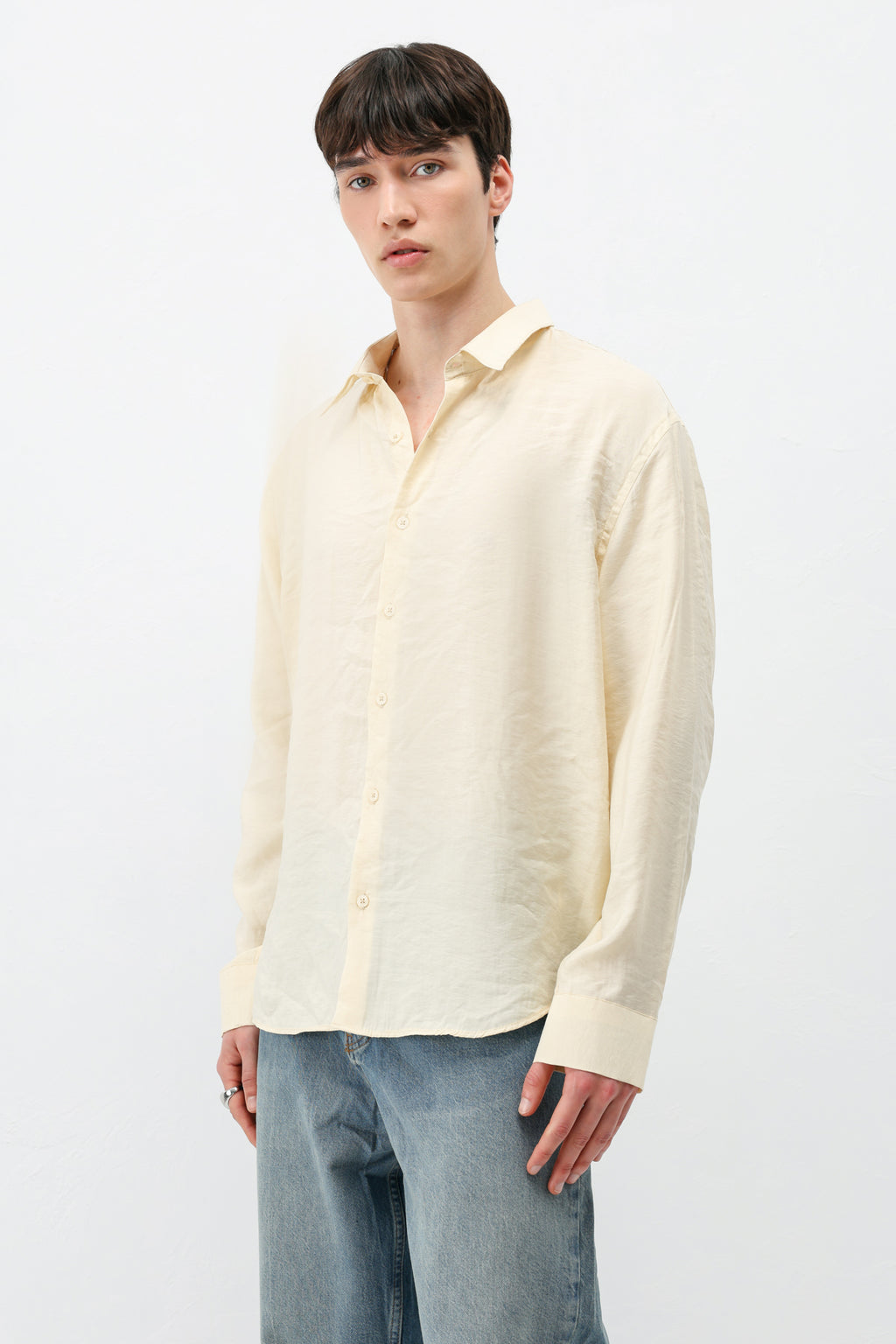 Modal Kumaş Oversize Gömlek Sarı