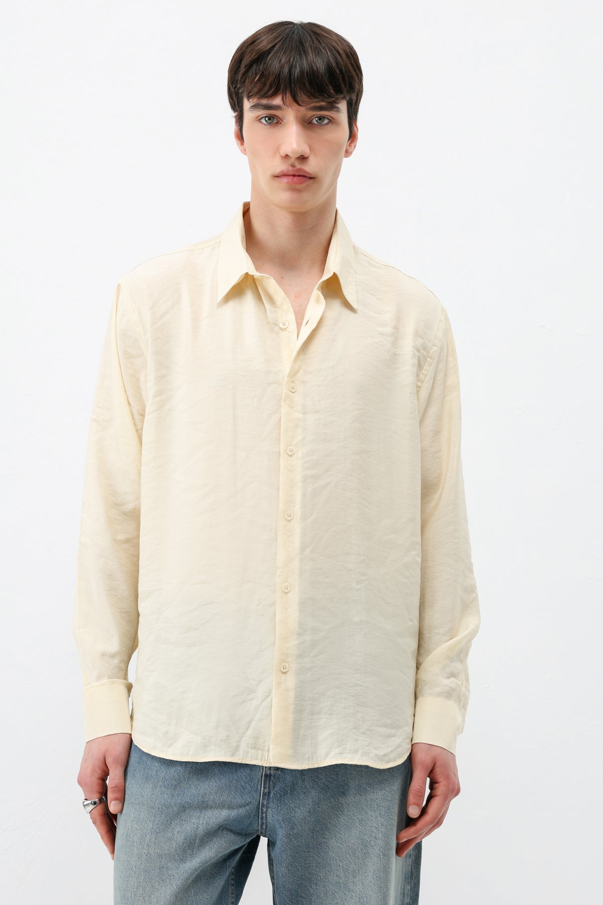 Modal Kumaş Oversize Gömlek Sarı