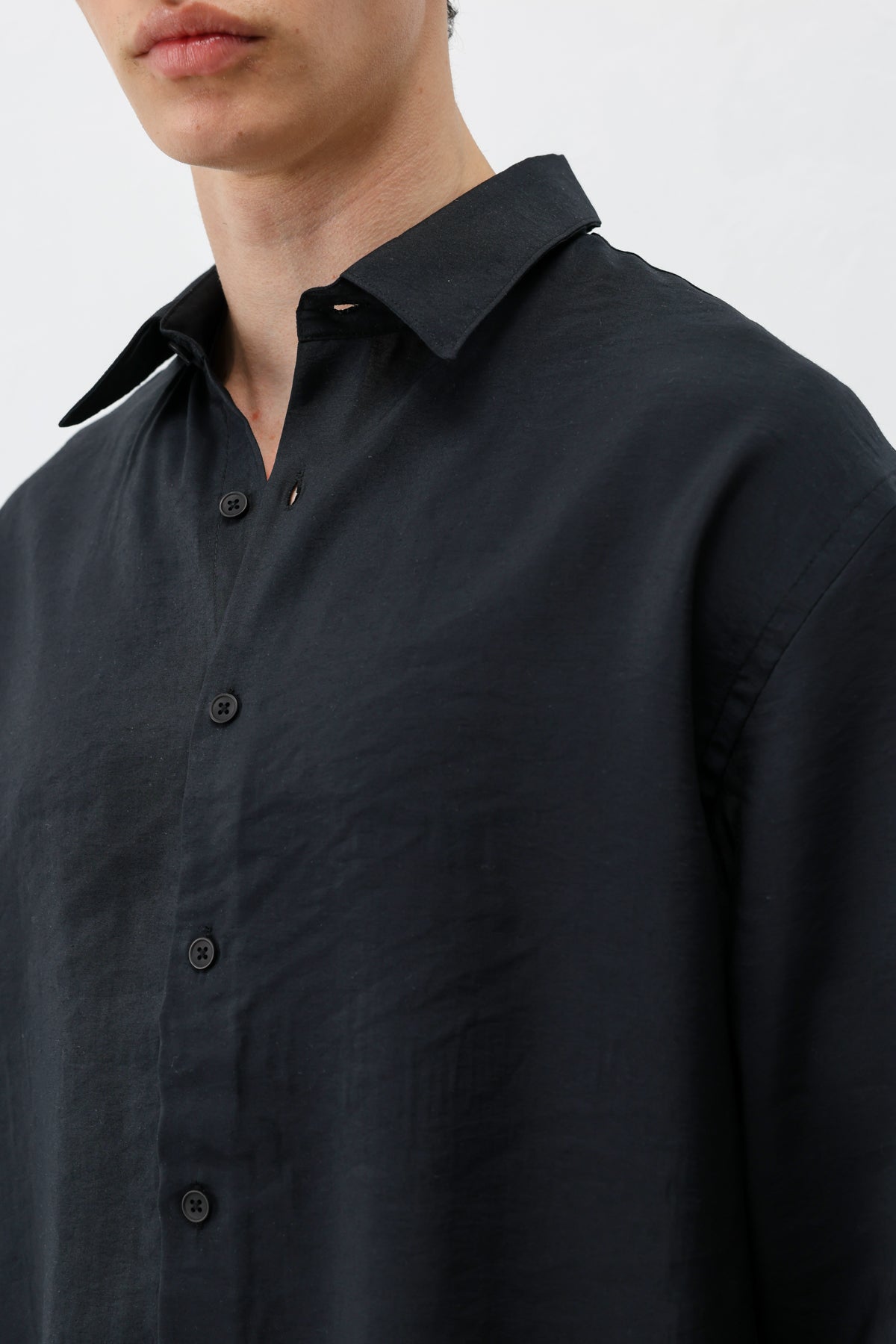 Modal Kumaş Oversize Gömlek Siyah