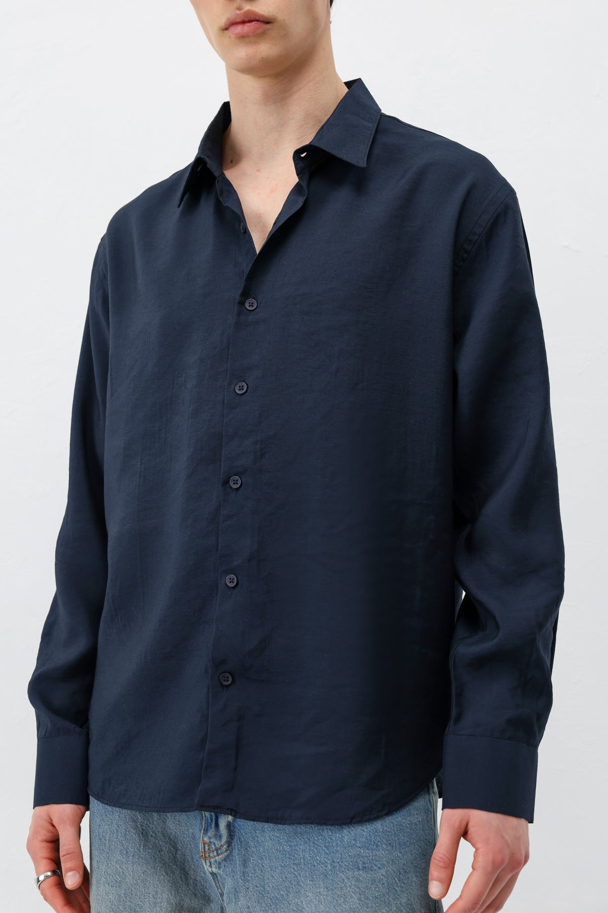 Modal Kumaş Oversize Gömlek Lacivert