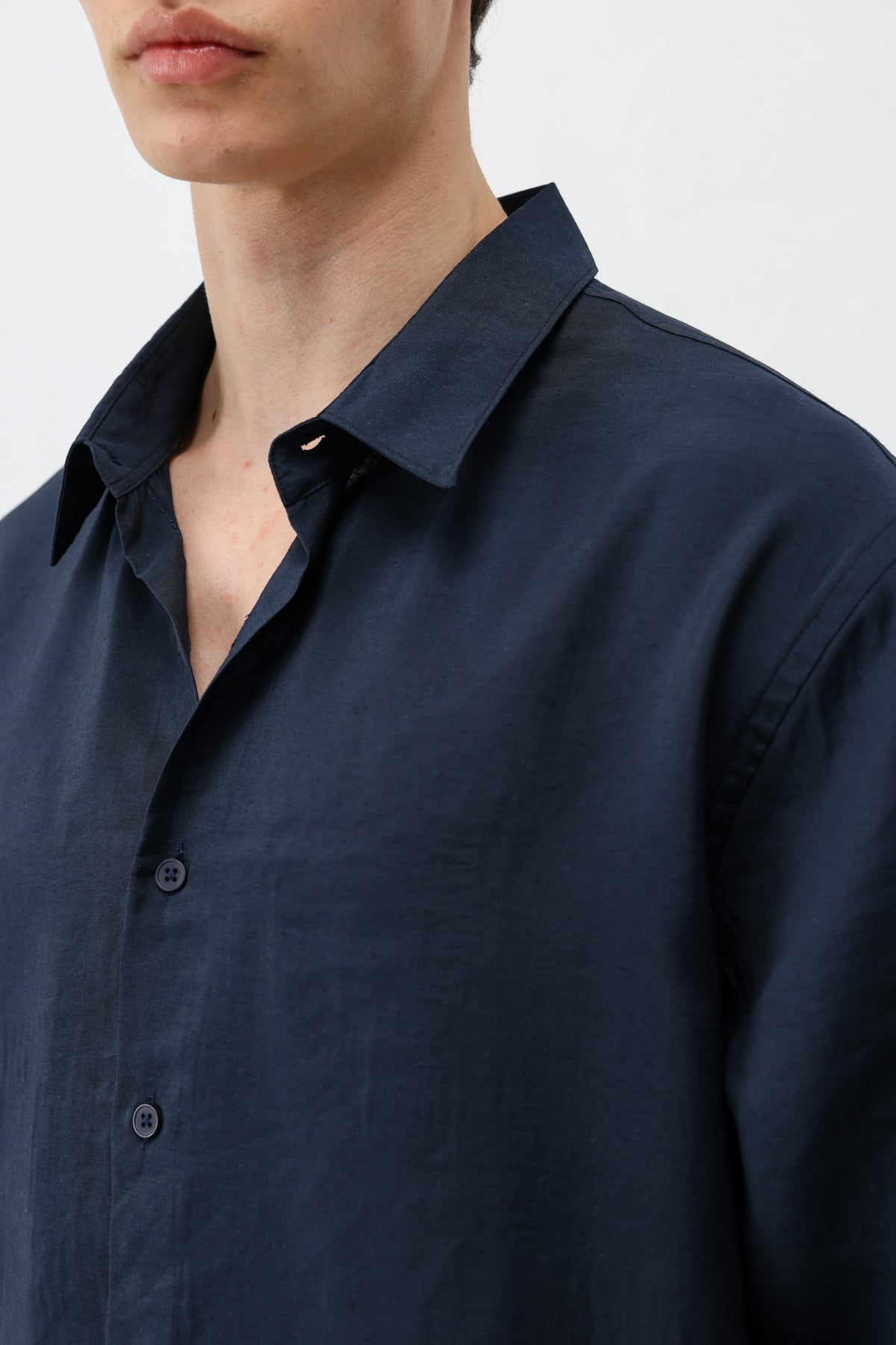 Modal Kumaş Oversize Gömlek Lacivert