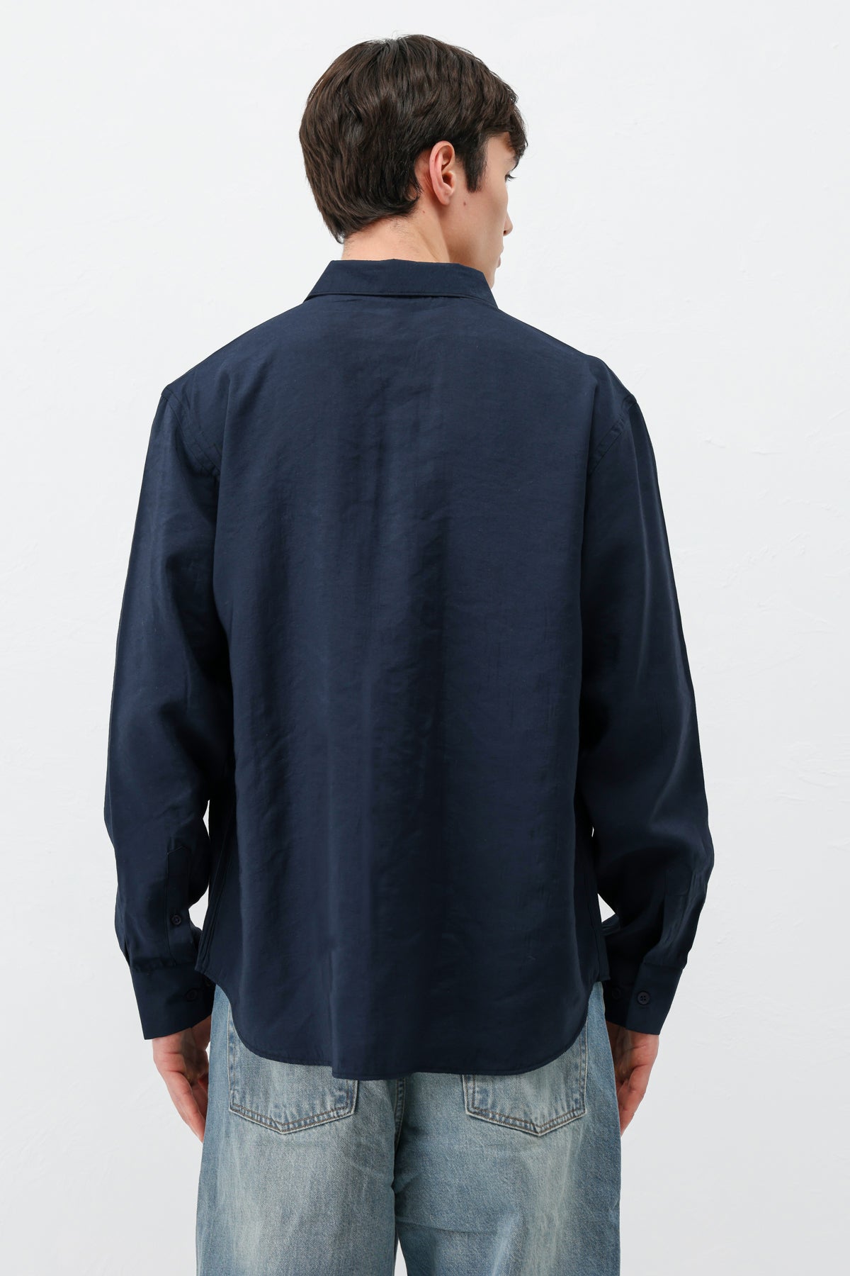 Modal Kumaş Oversize Gömlek Lacivert