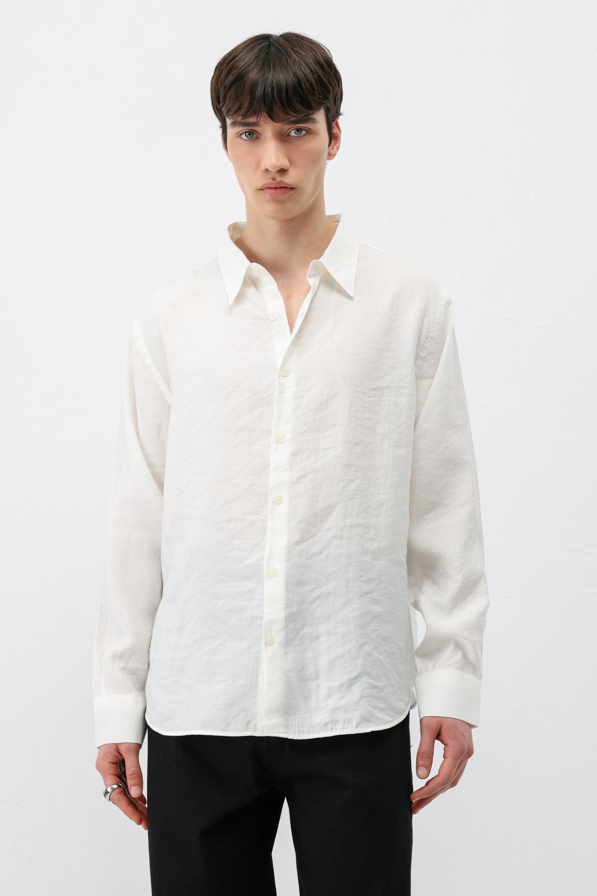 Modal Kumaş Oversize Gömlek Ekru