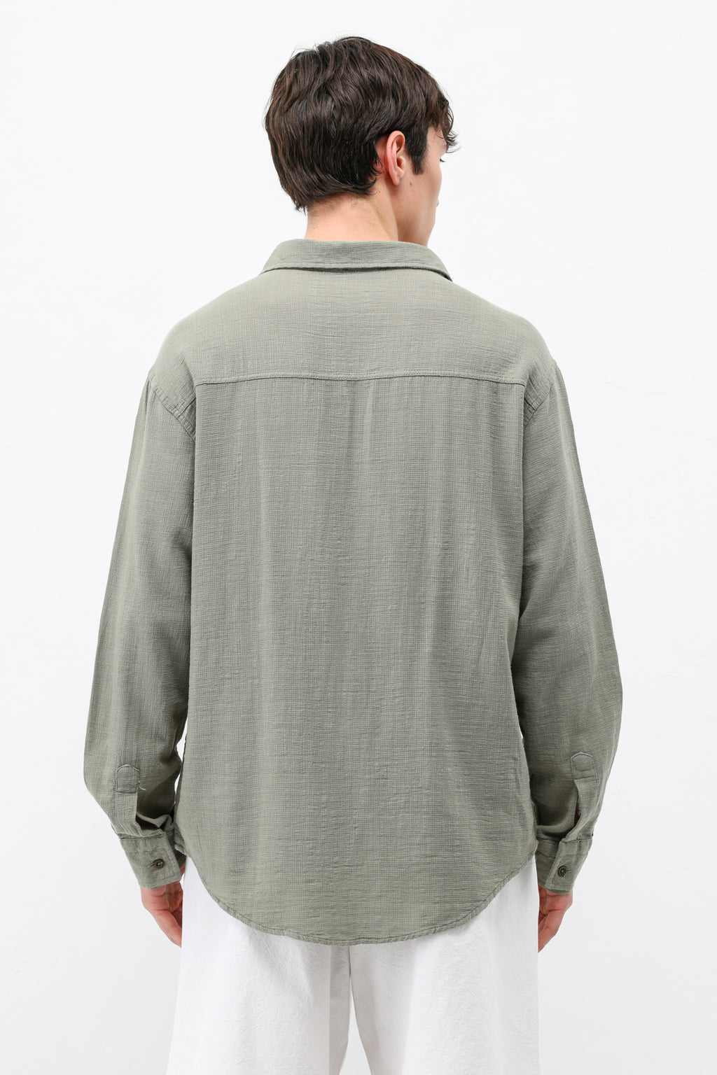 Basic Keten Oversize Gömlek Haki