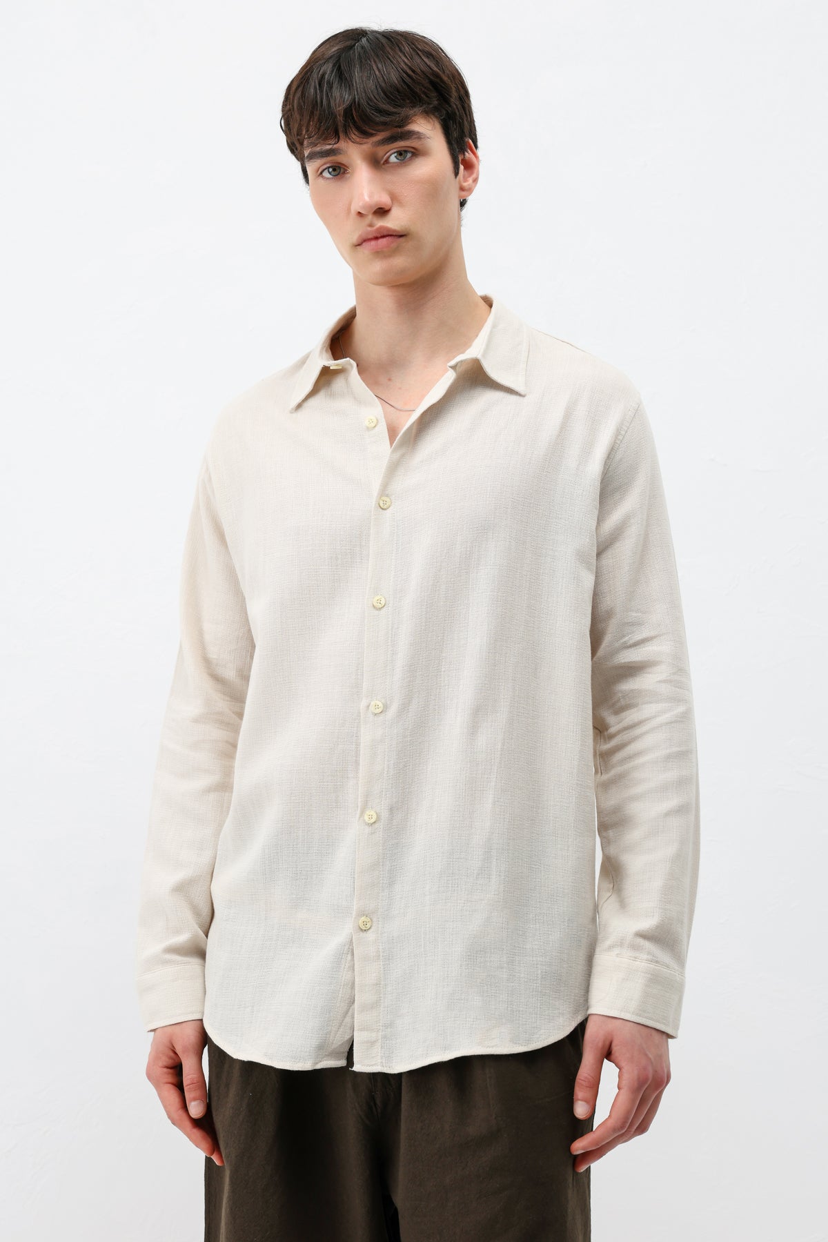 Basic Keten Oversize Gömlek Bej
