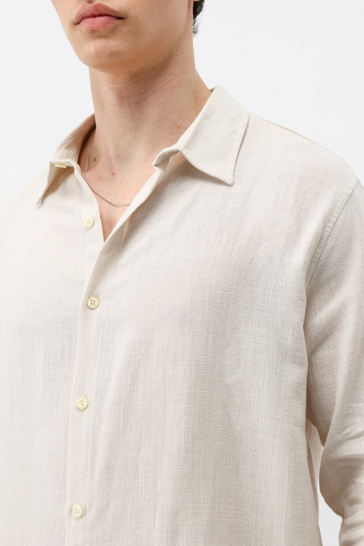 Basic Keten Oversize Gömlek Bej
