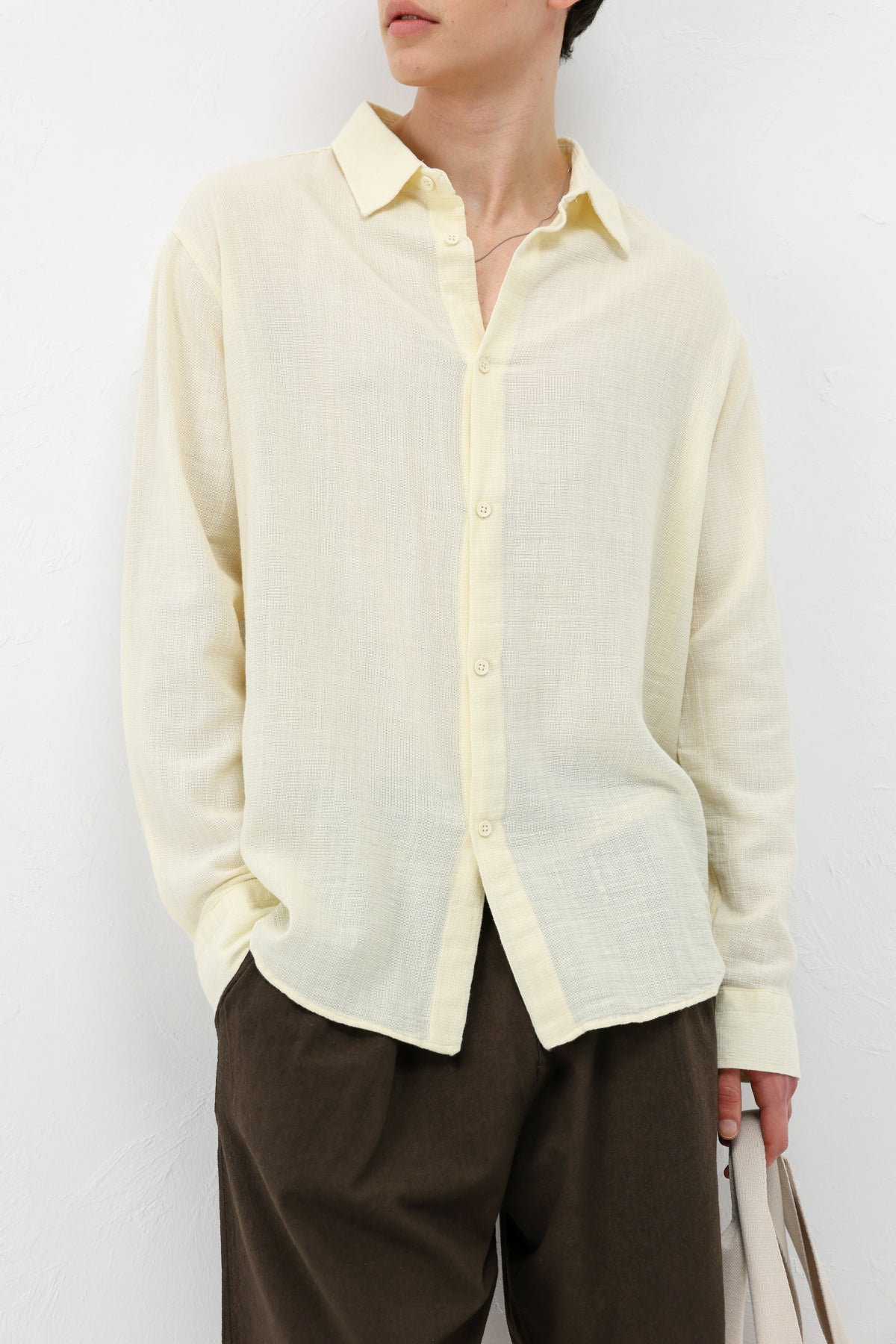 Basic Keten Oversize Gömlek Sarı
