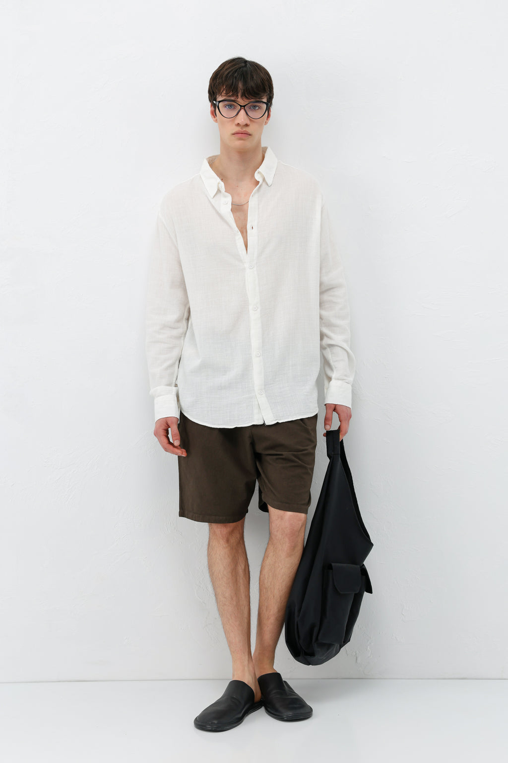 Basic Keten Oversize Gömlek Ekru