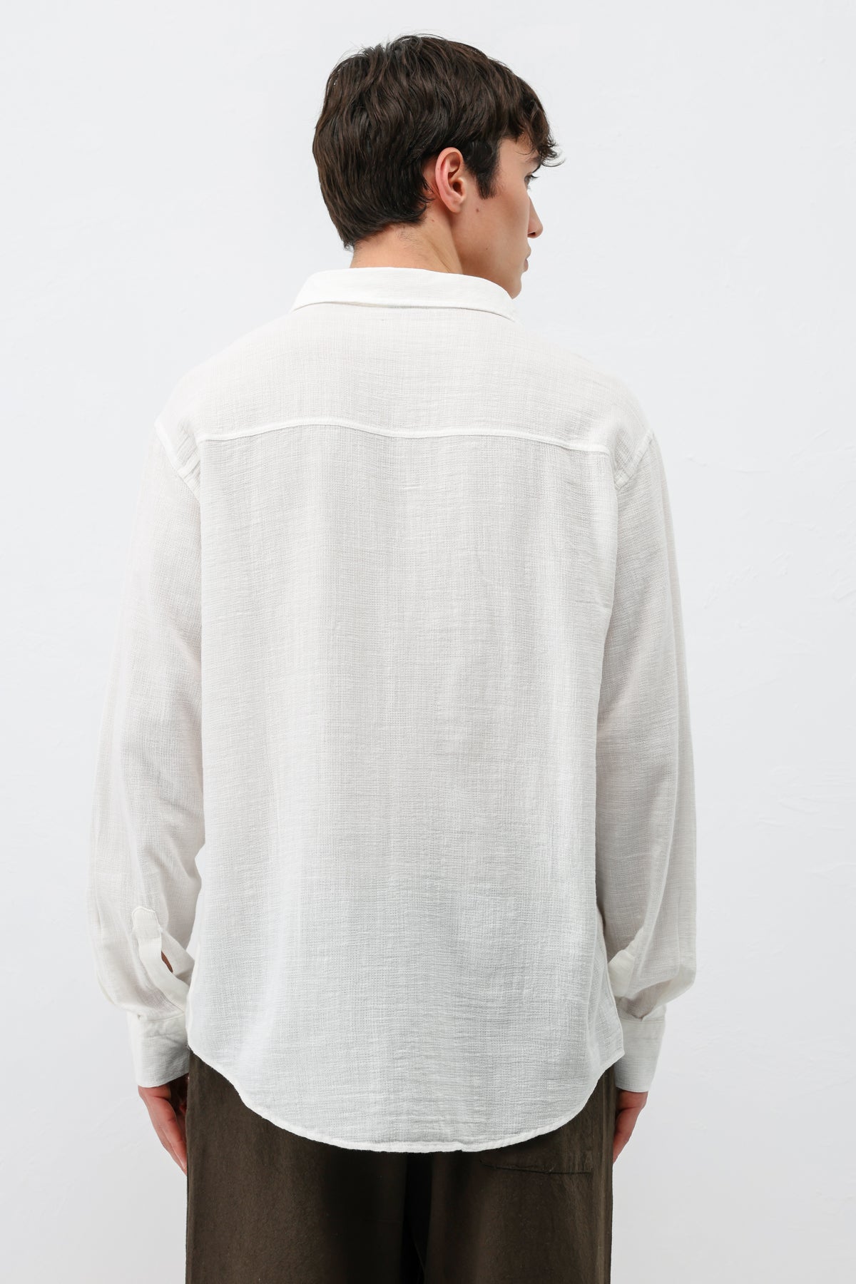 Basic Keten Oversize Gömlek Ekru