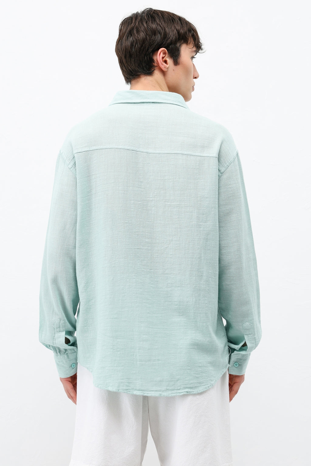 Basic Keten Oversize Gömlek Su Yeşili
