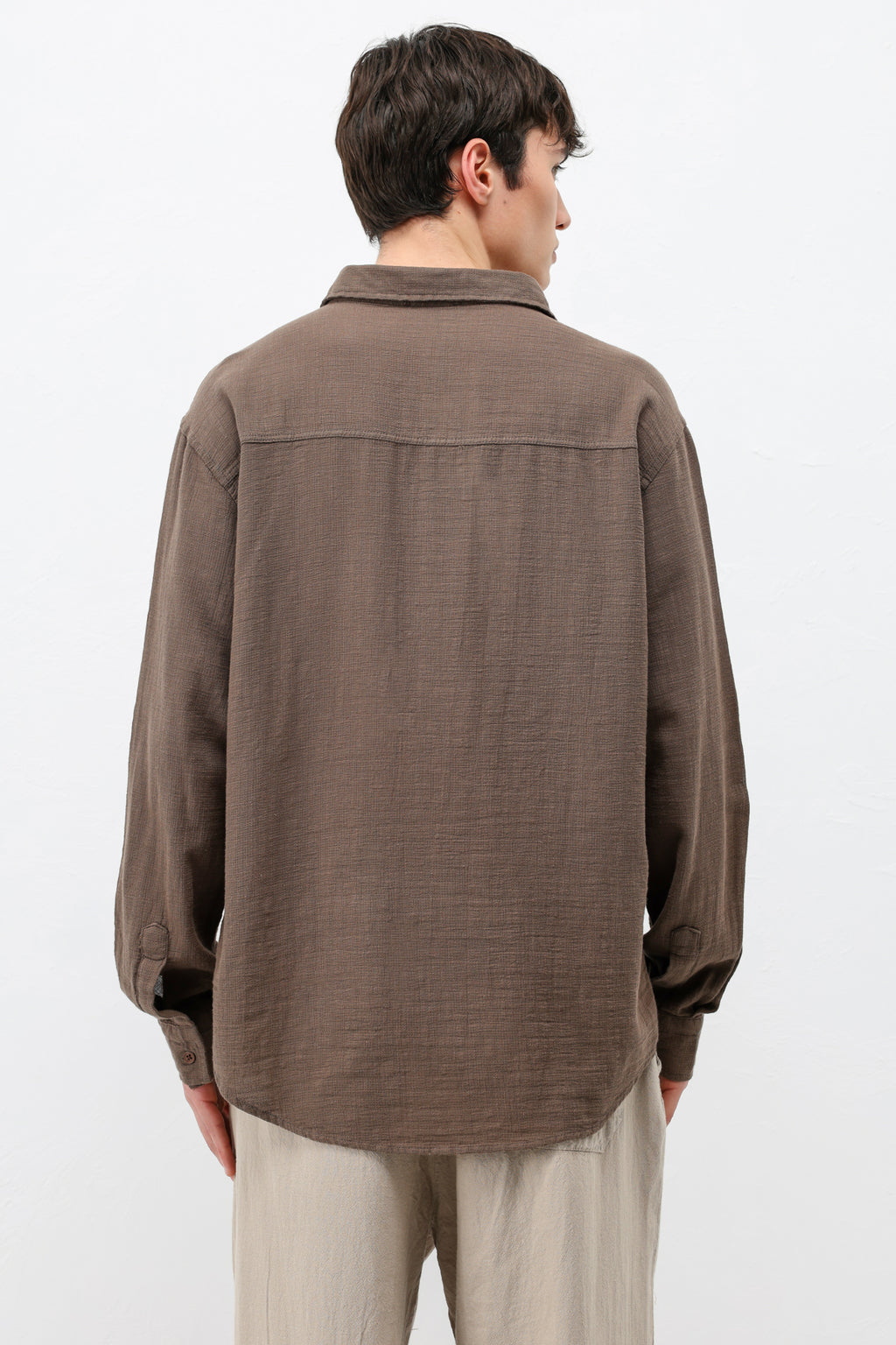 Basic Keten Oversize Gömlek Açık Kahve