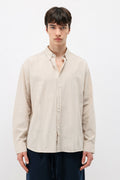 Basic Oversize Pamuk  Keten Gömlek Bej