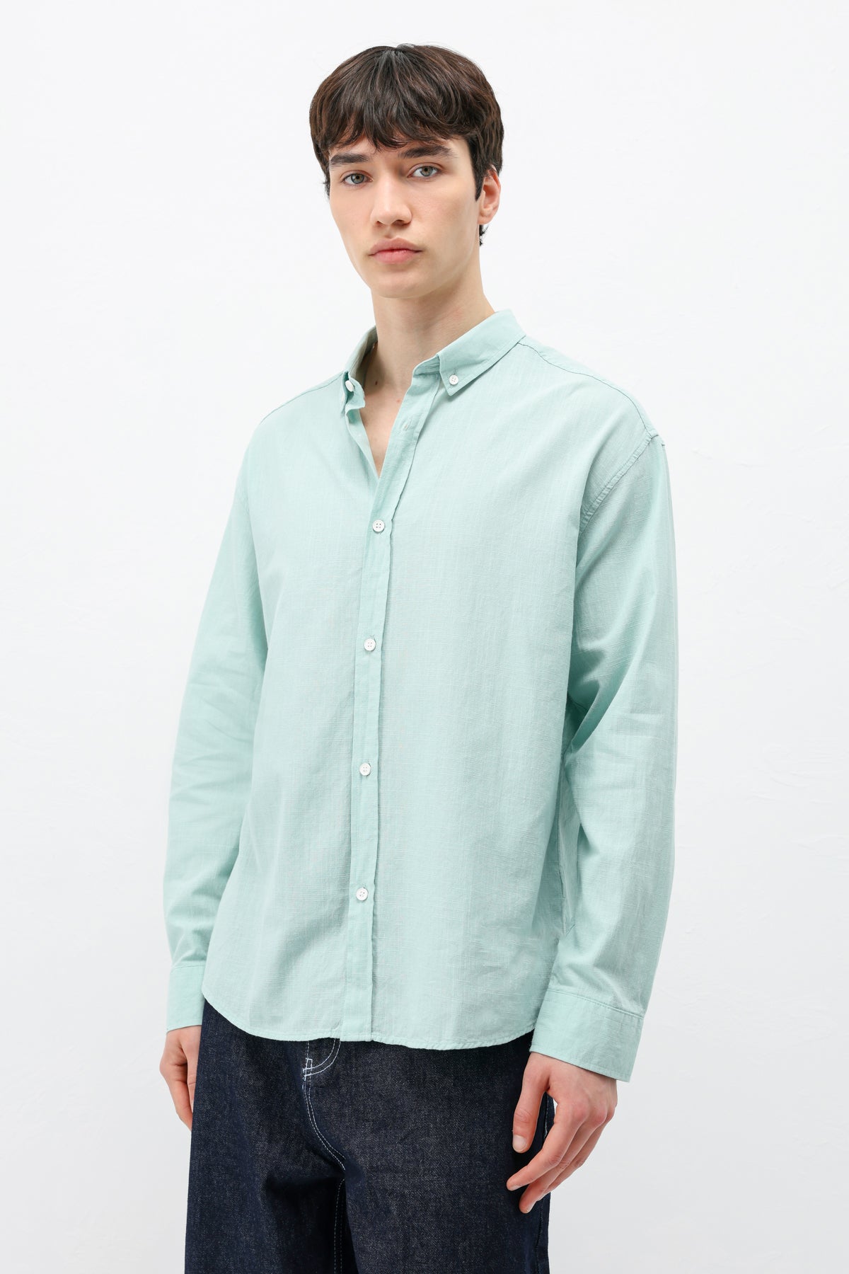 Basic Oversize Pamuk  Keten Gömlek Mint