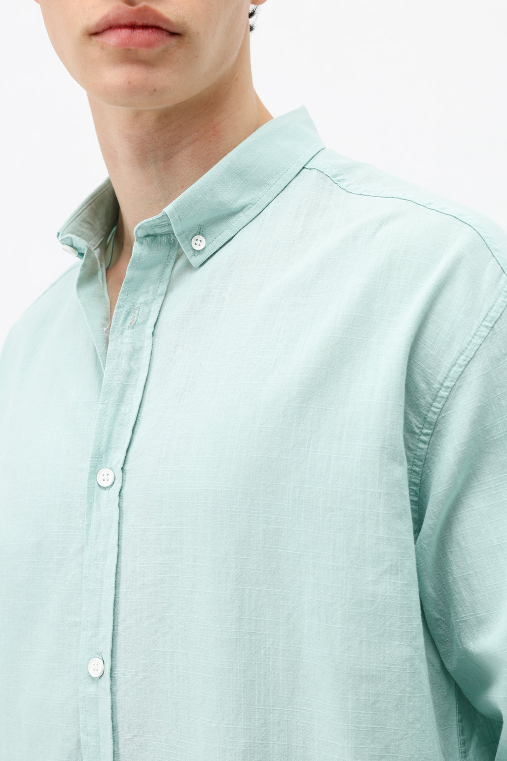 Basic Oversize Pamuk  Keten Gömlek Mint