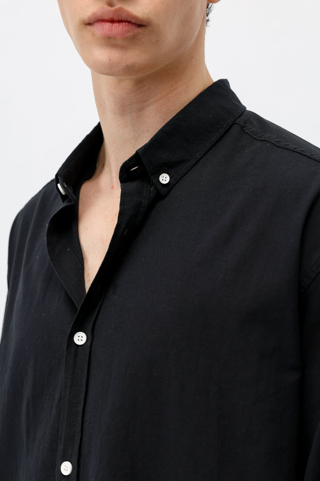 Basic Oversize Pamuk  Keten Gömlek Siyah