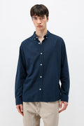 Basic Oversize Pamuk  Keten Gömlek Lacivert
