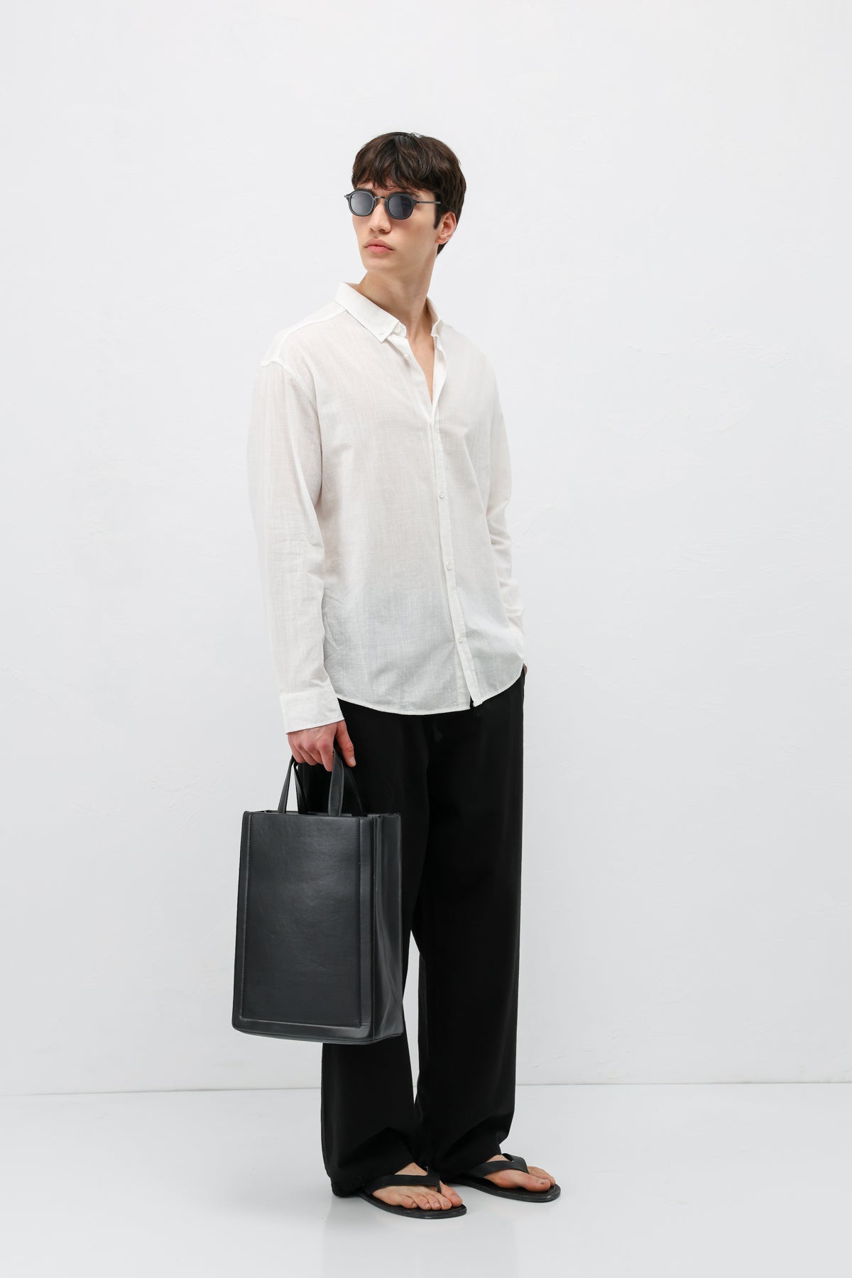 Basic Oversize Pamuk  Keten Gömlek Ekru