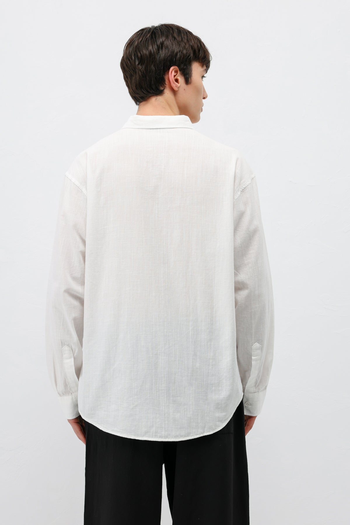 Basic Oversize Pamuk  Keten Gömlek Ekru