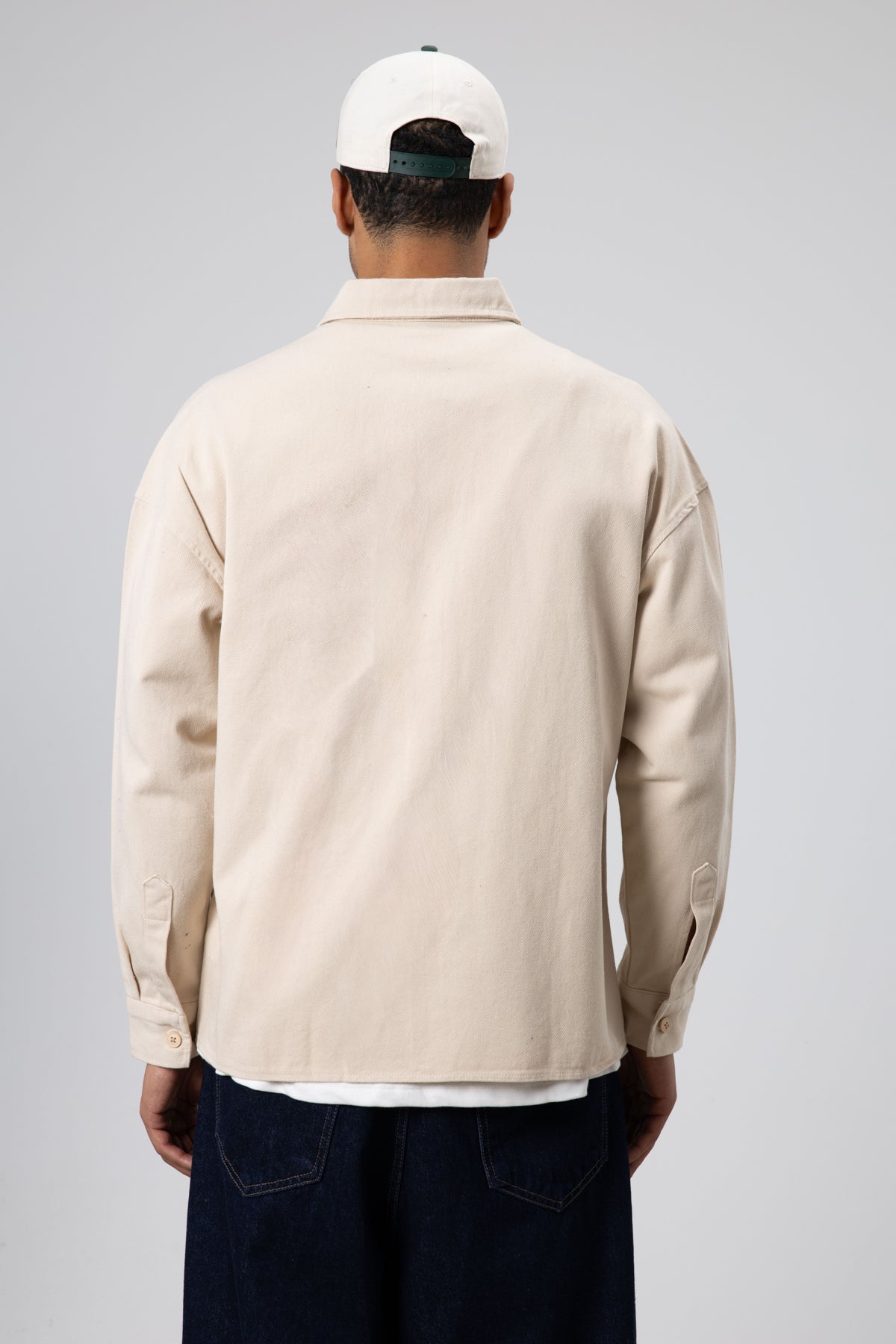 Oversize Gabardin Gömlek Ceket Bej