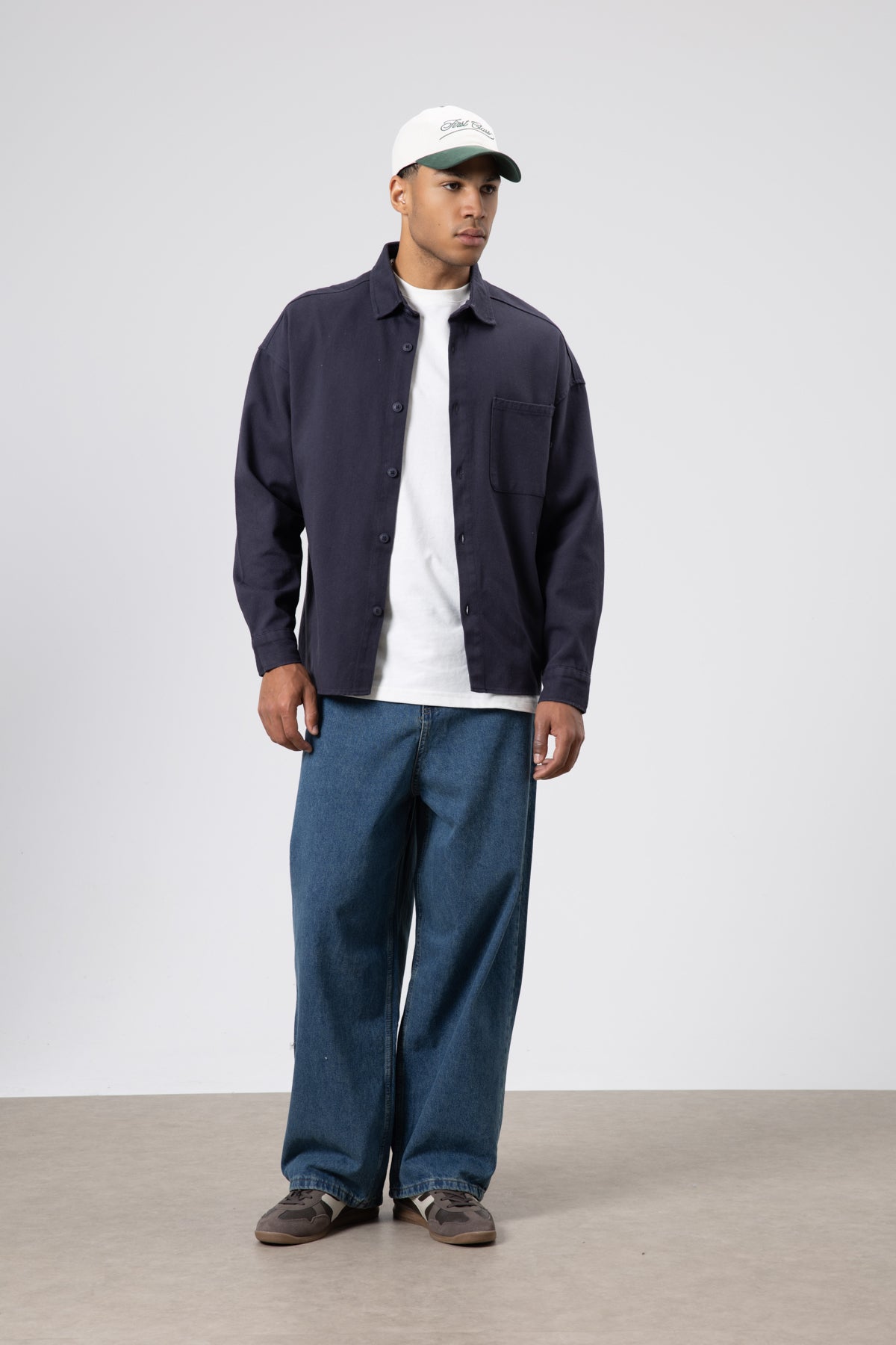 Oversize Gabardin Gömlek Ceket Füme