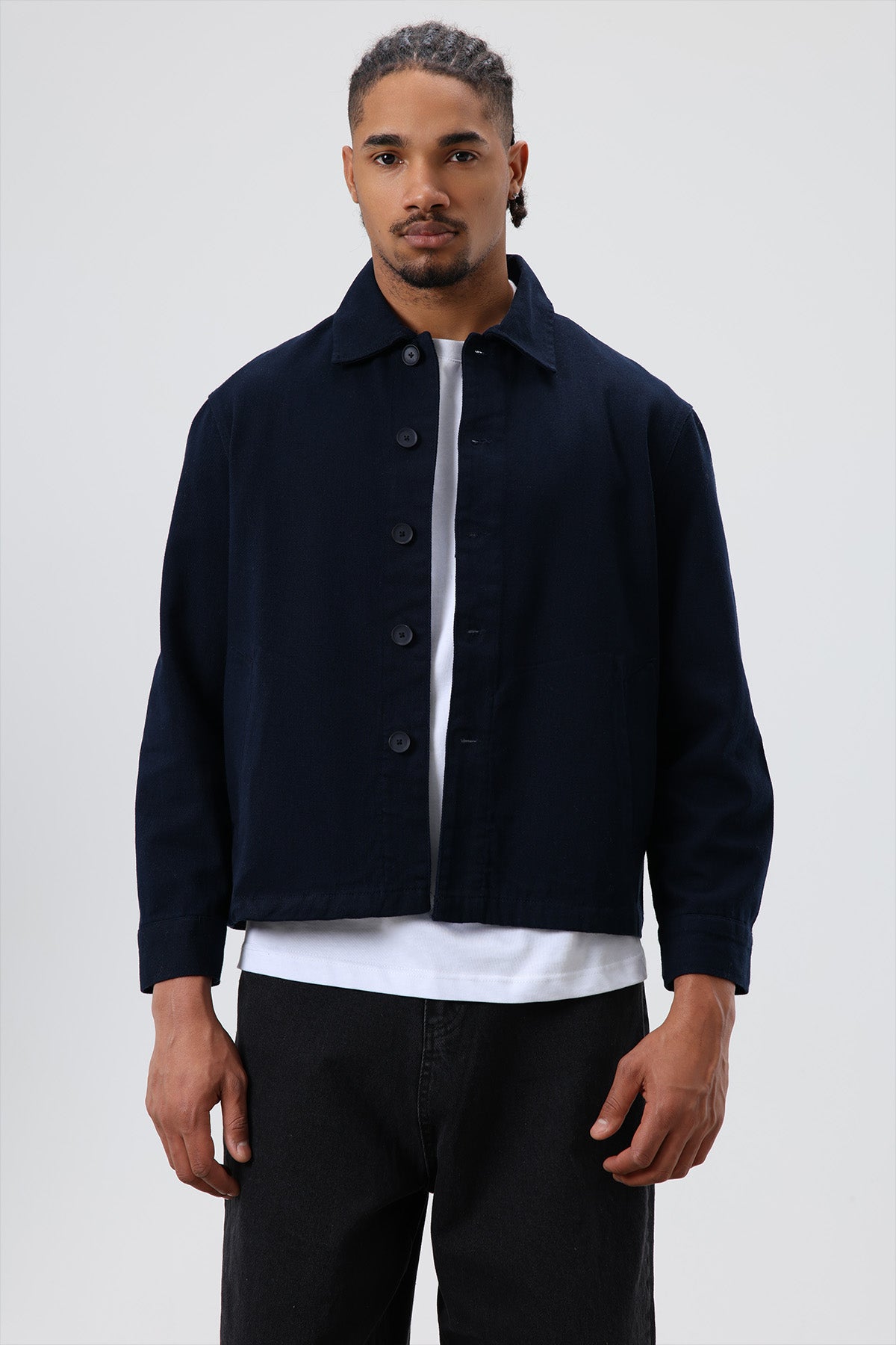 Boxy Fit Gabardin Ceket Lacivert