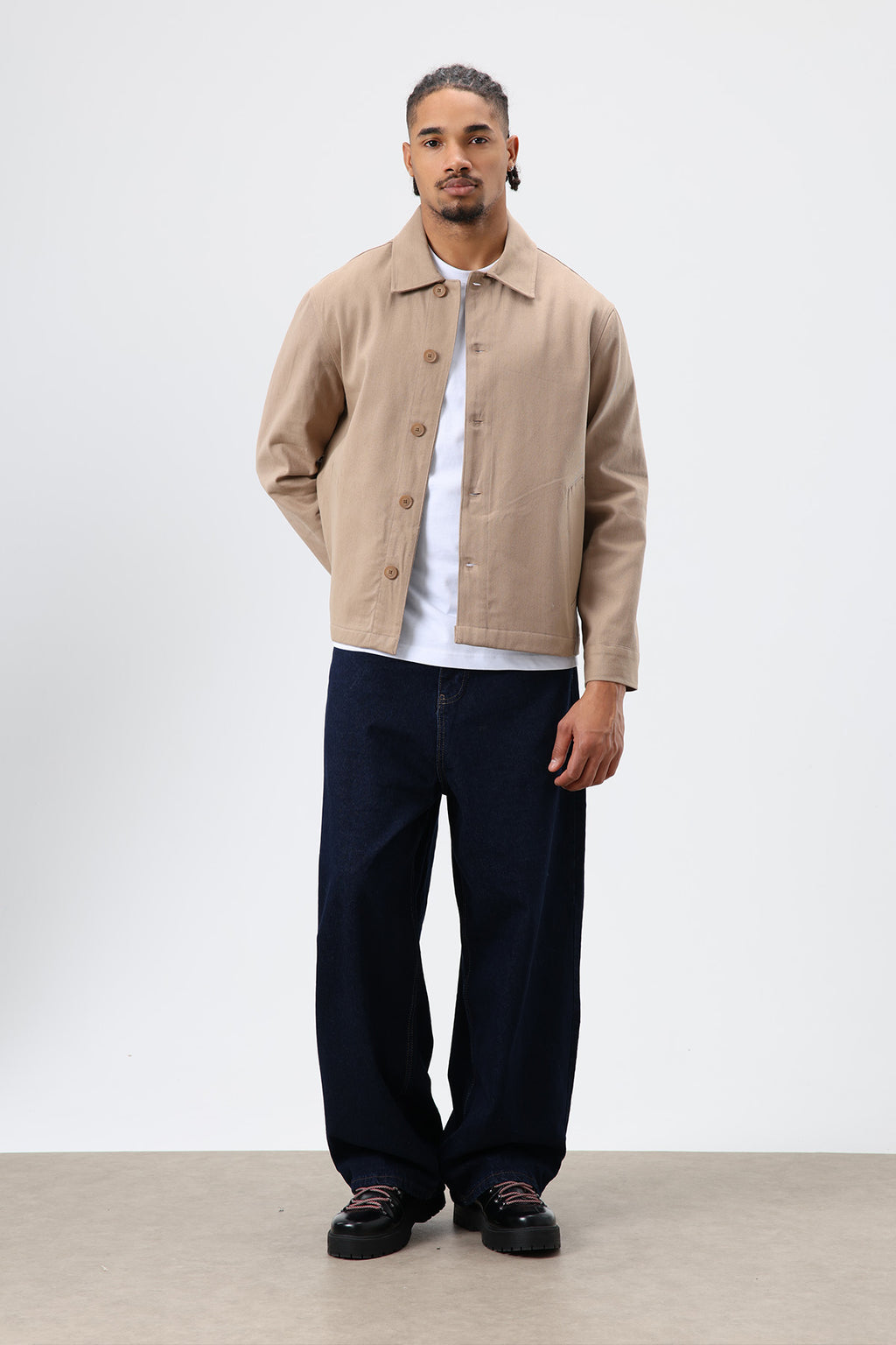 Boxy Fit Gabardin Ceket Vizon