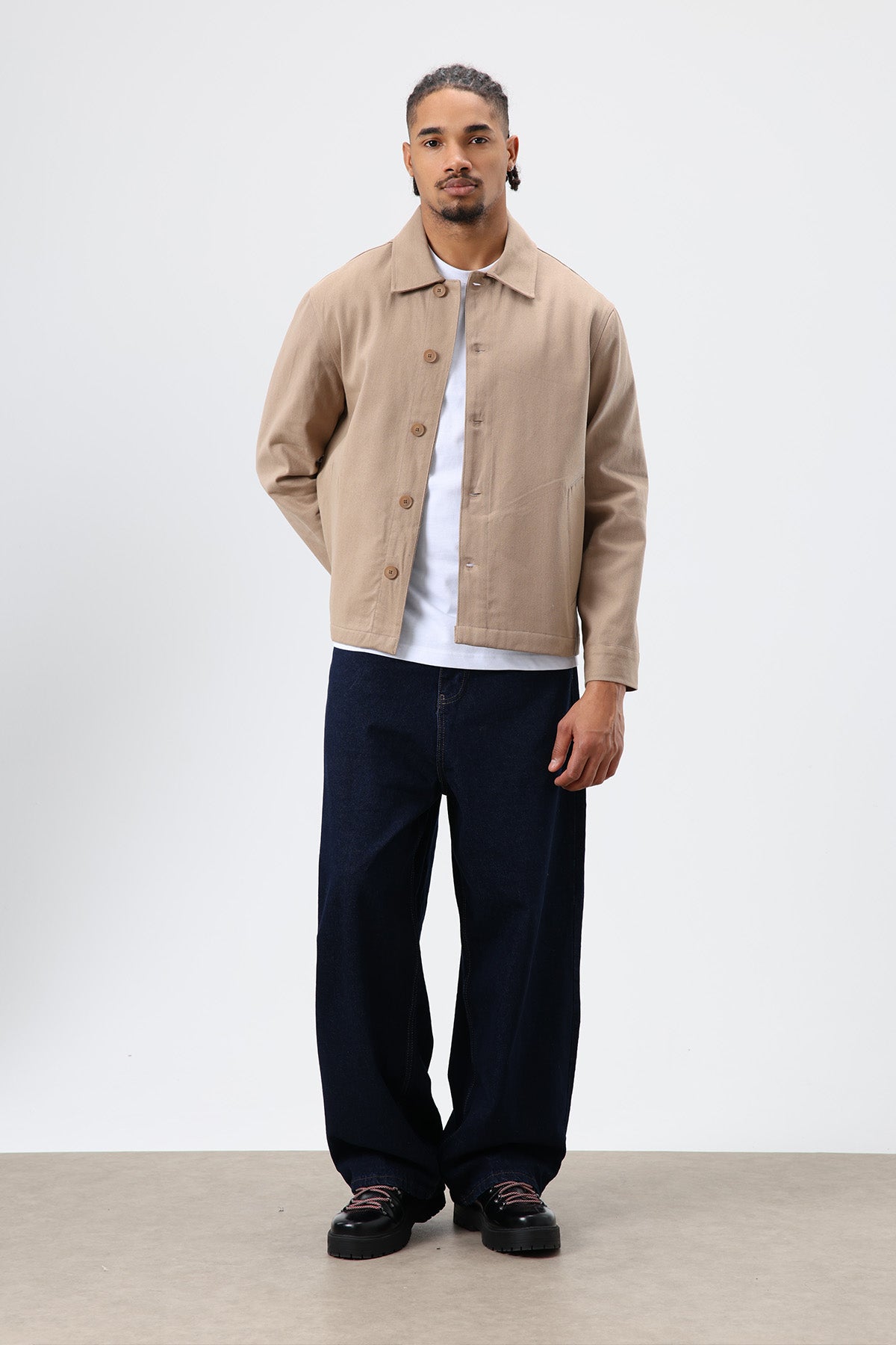 Boxy Fit Gabardin Ceket Vizon