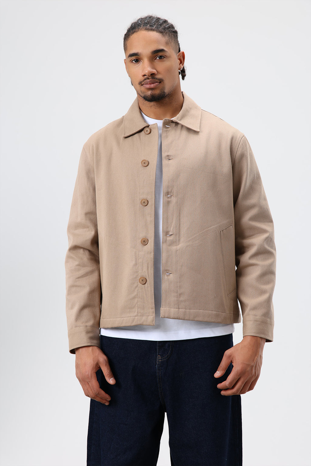 Boxy Fit Gabardin Ceket Vizon