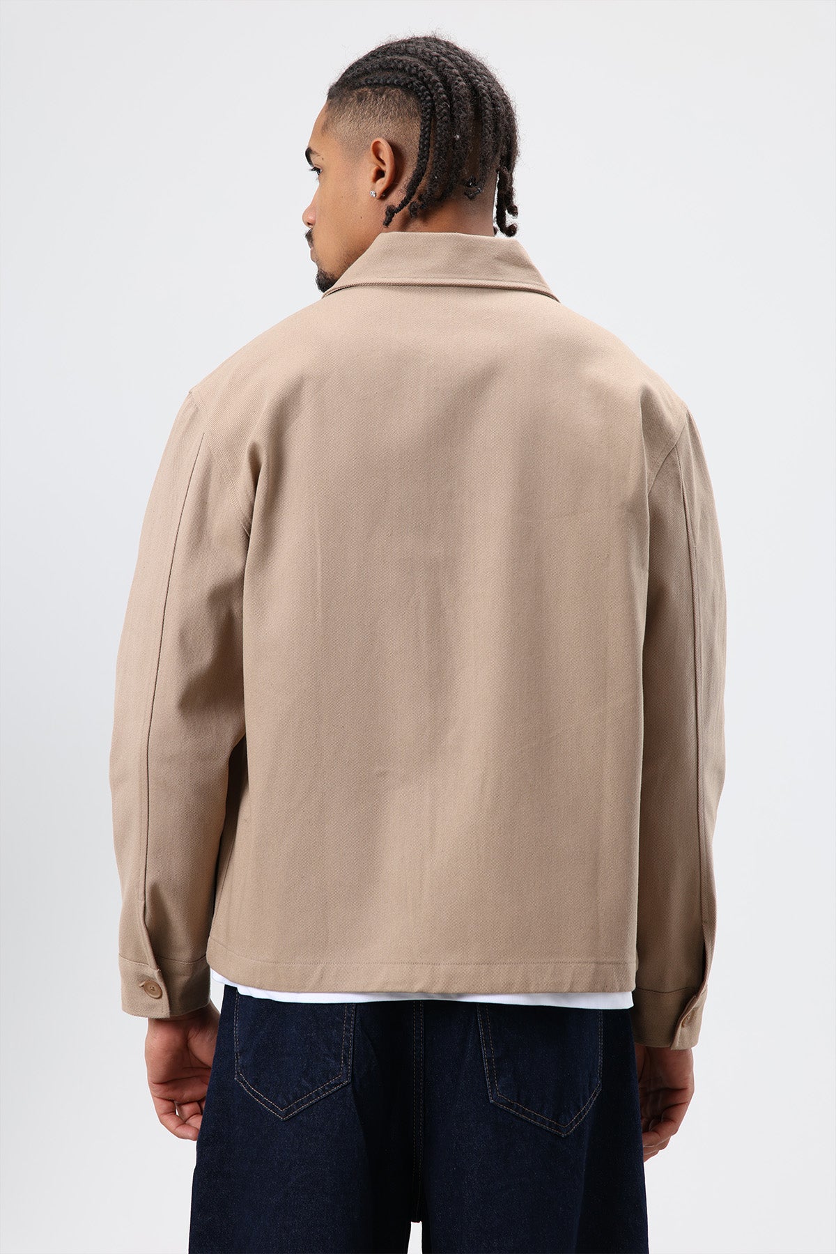 Boxy Fit Gabardin Ceket Vizon