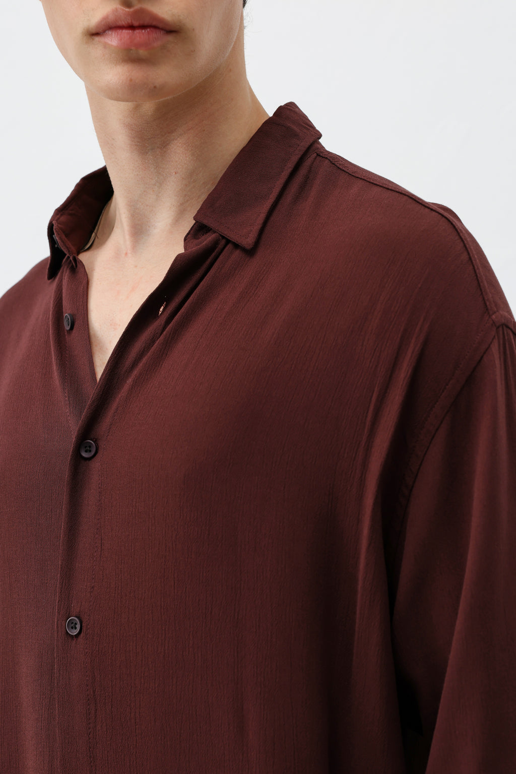 Hafif Dokulu Oversize Gömlek Bordo