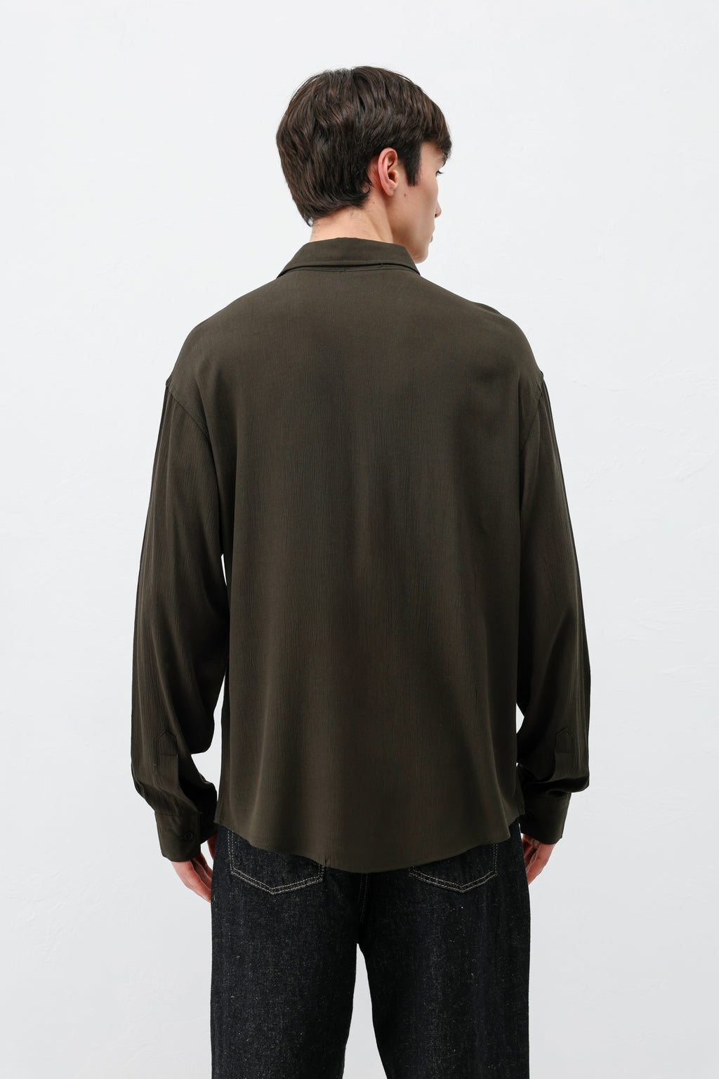 Hafif Dokulu Oversize Gömlek Kahve