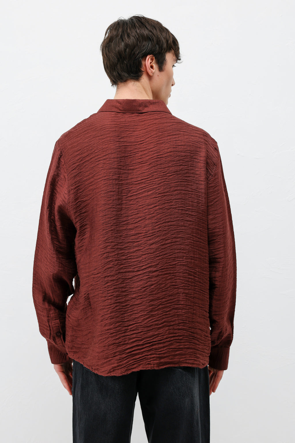 Dokulu Oversize Gömlek Bordo
