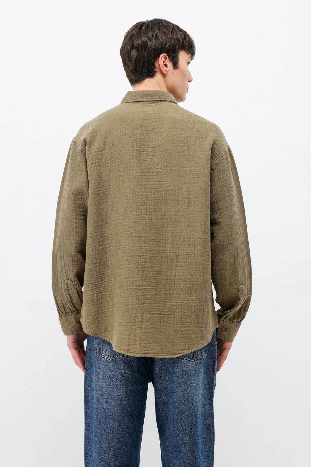 Müslin Kumaş Oversize Gömlek Haki