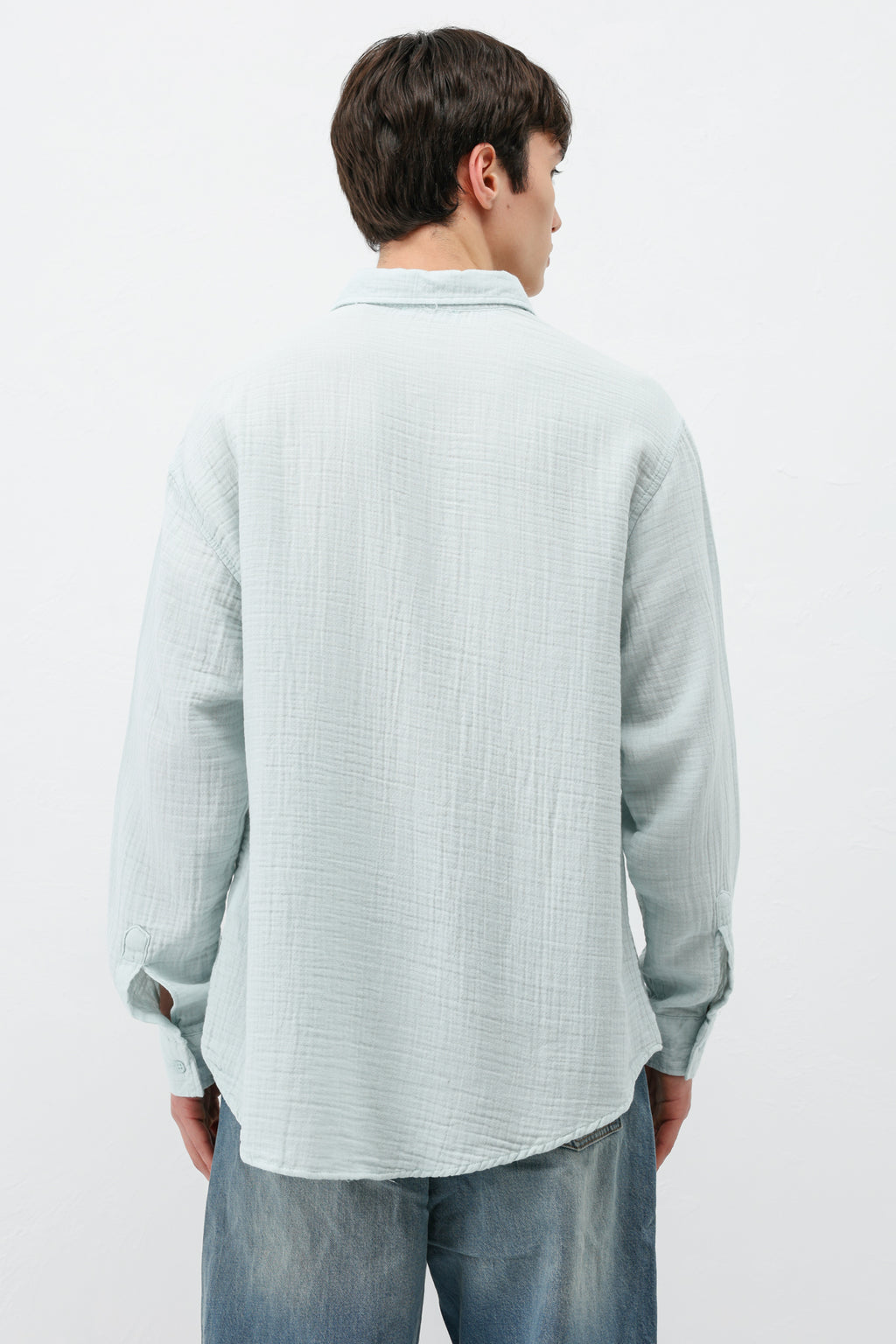 Müslin Kumaş Oversize Gömlek Mavi