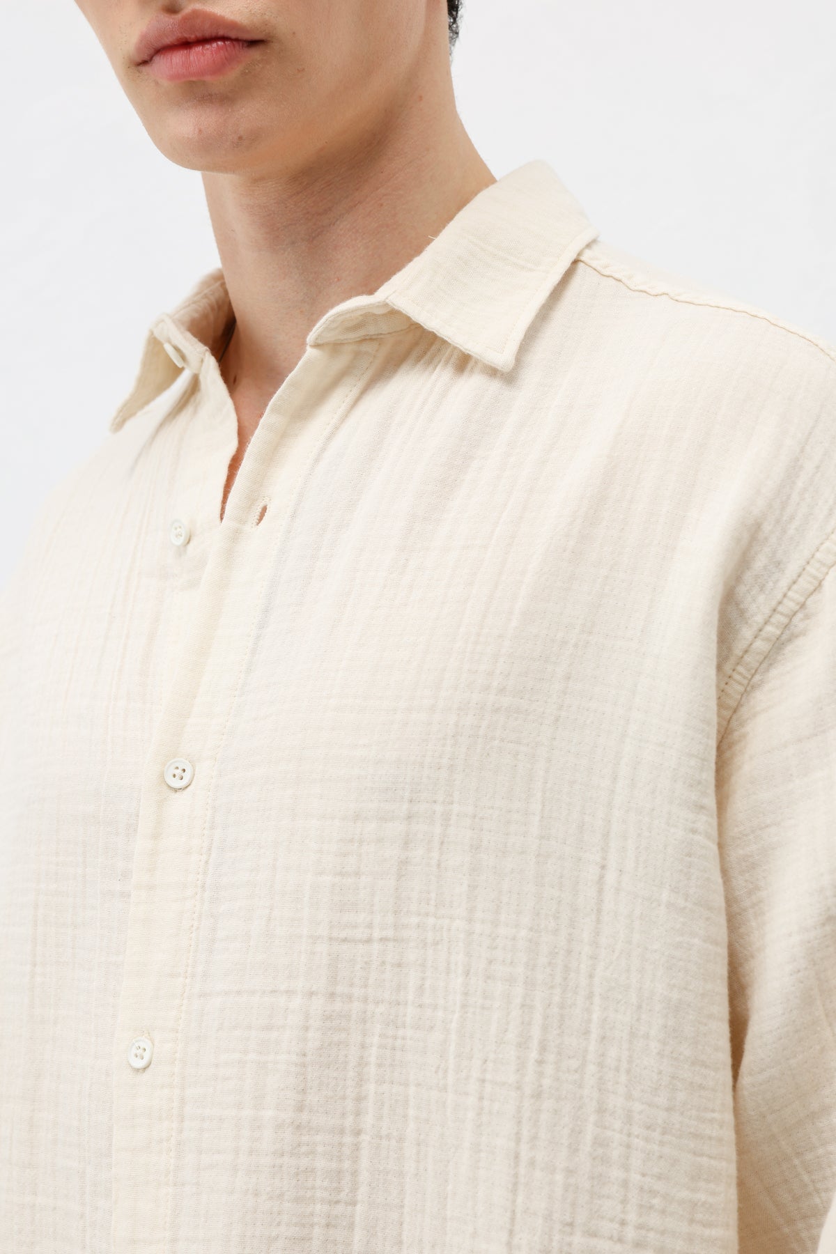 Müslin Kumaş Oversize Gömlek Natural