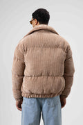 Oversize Kadife Şişme Mont Vizon