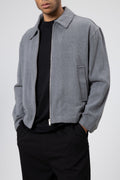 Oversize Fermuarlı Kaşe Ceket Gri