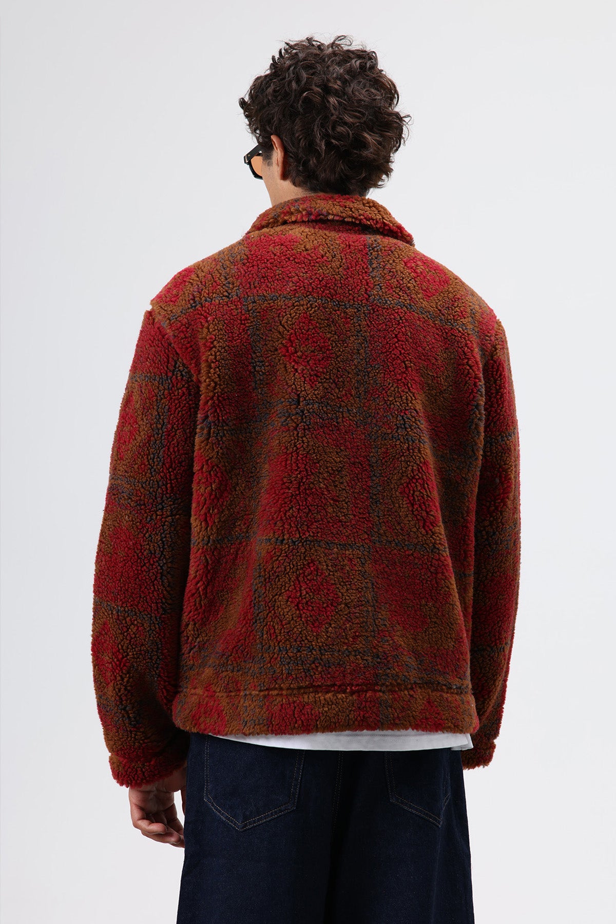 Oversize Peluş Mont Bordo