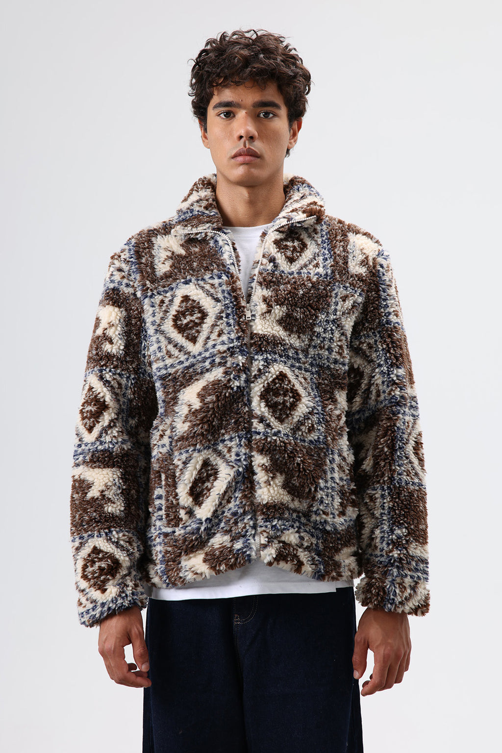 Oversize Peluş Mont Kahve