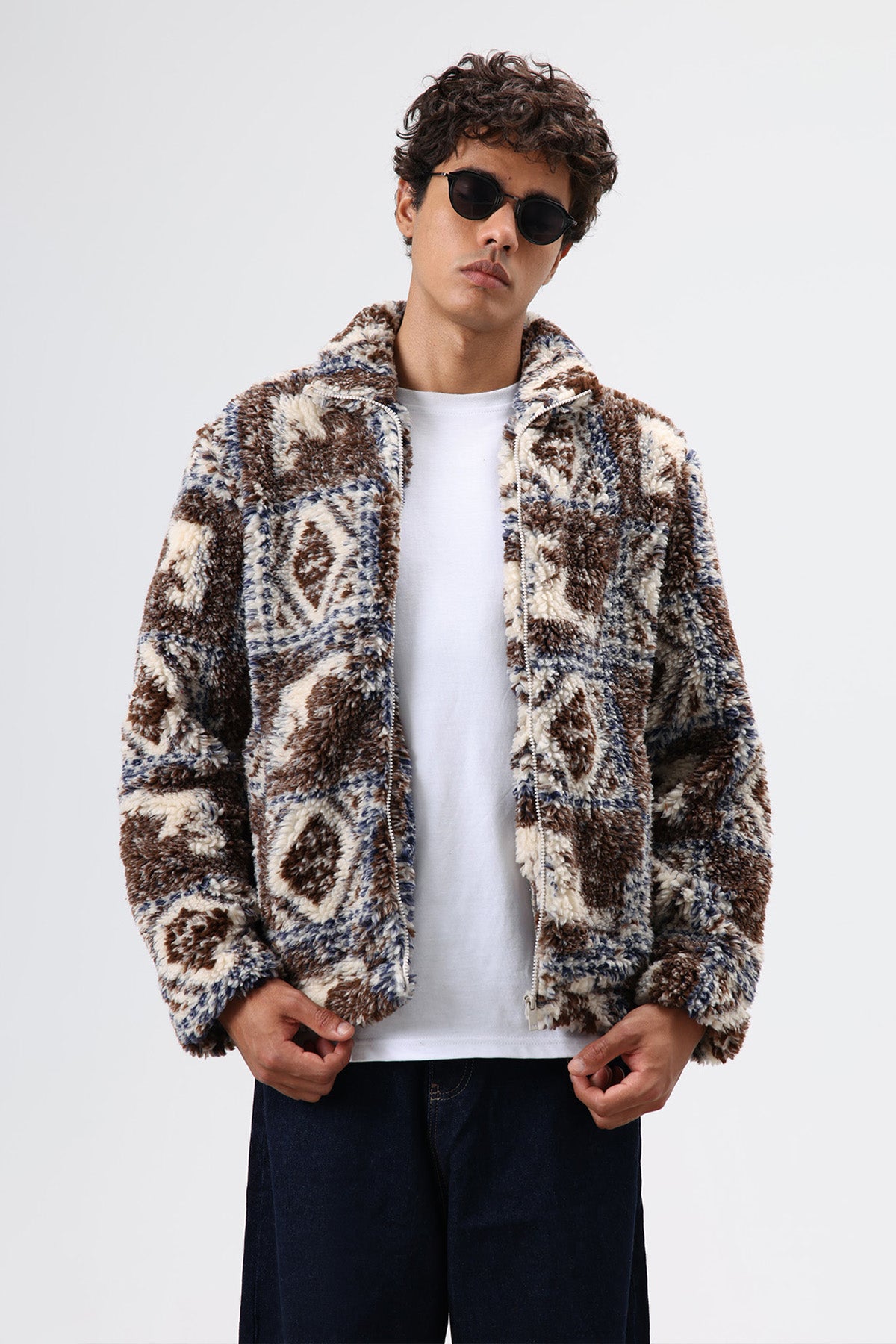 Oversize Peluş Mont Kahve
