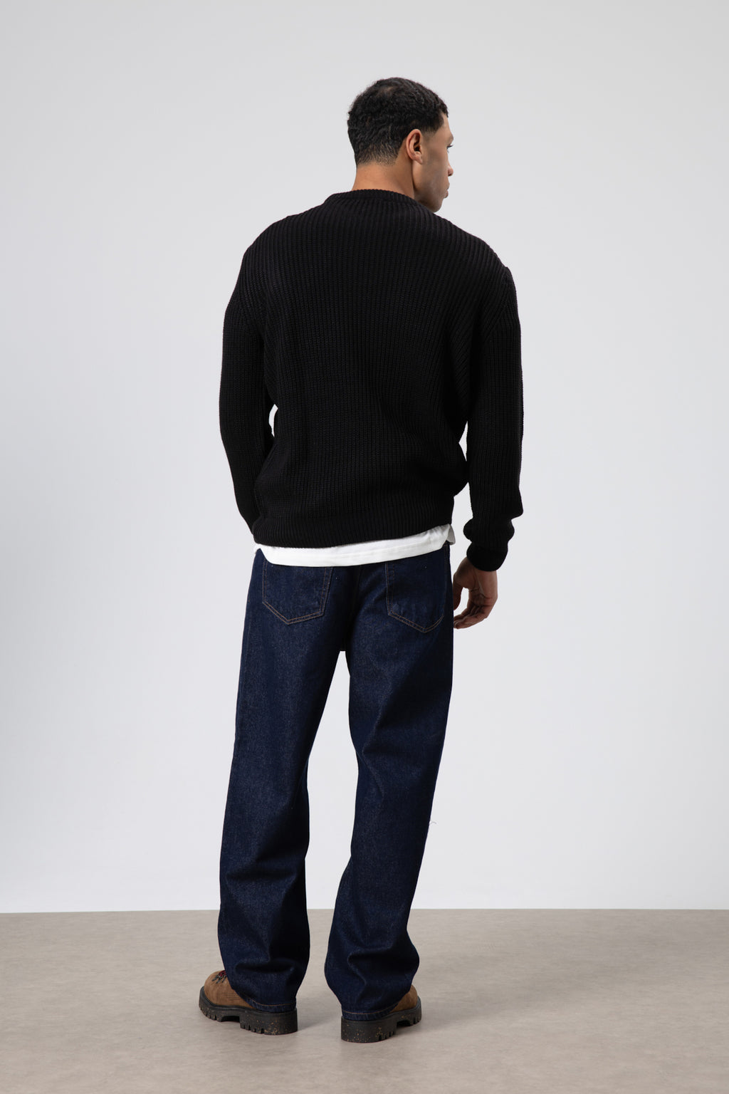 Bisiklet Yaka Oversize Triko Kazak Siyah