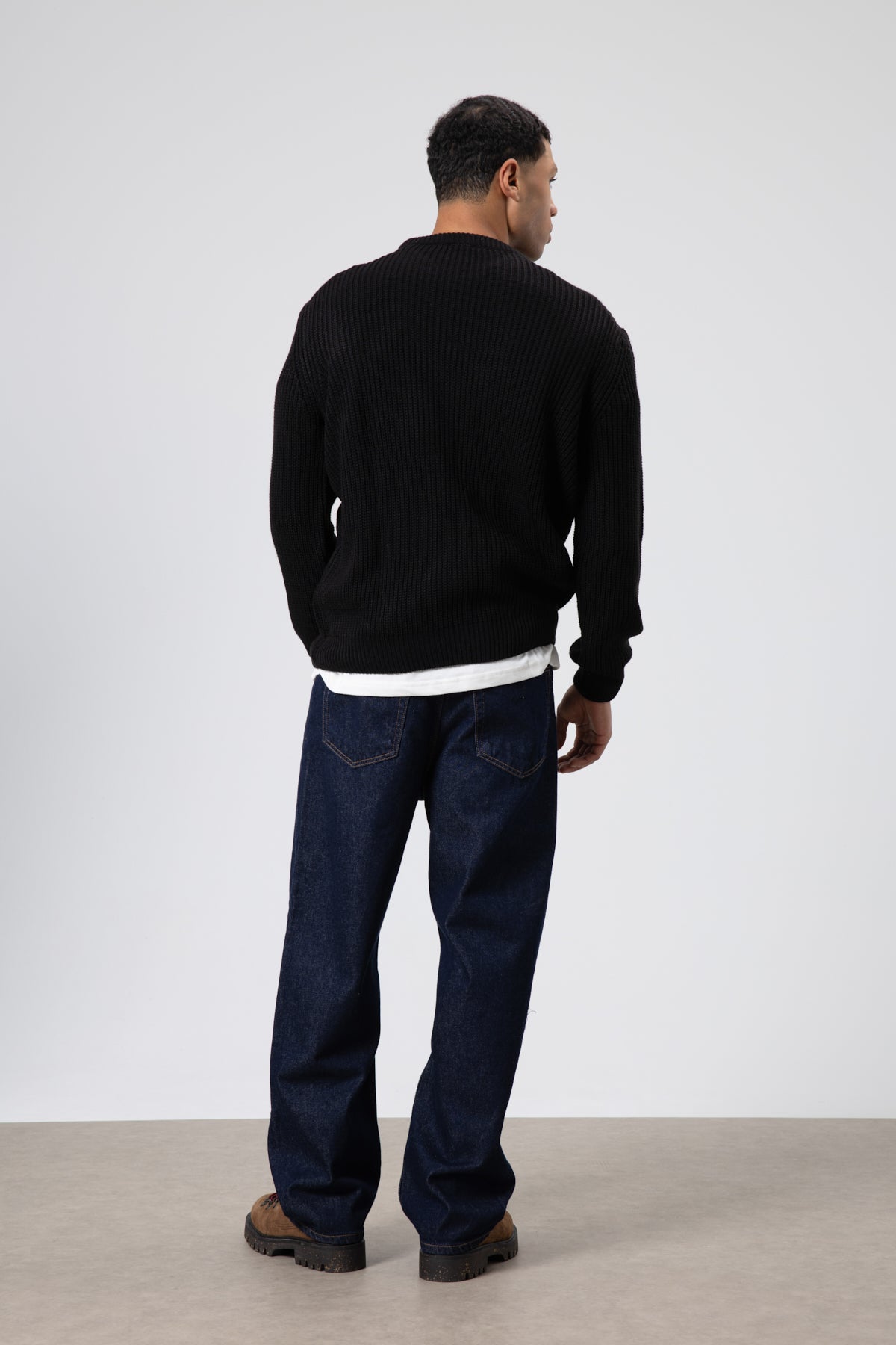 Bisiklet Yaka Oversize Triko Kazak Siyah