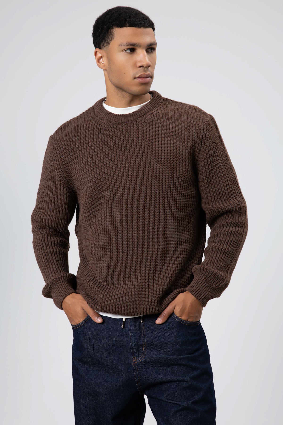 Bisiklet Yaka Oversize Triko Kazak Vizon