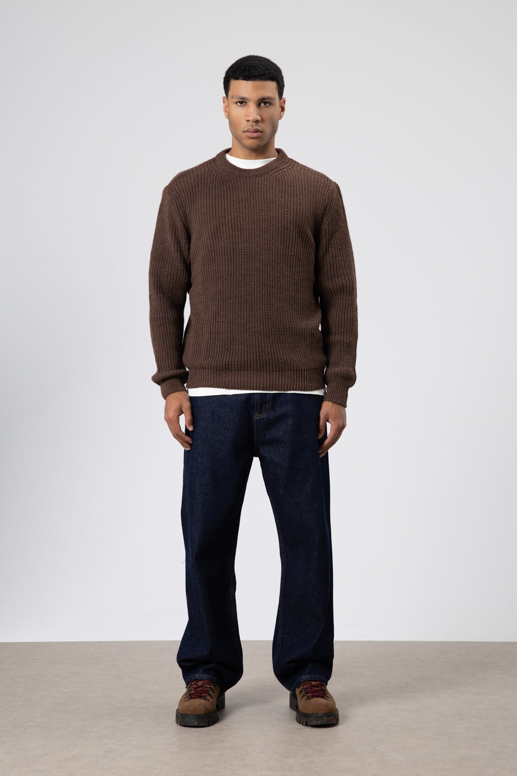 Bisiklet Yaka Oversize Triko Kazak Vizon