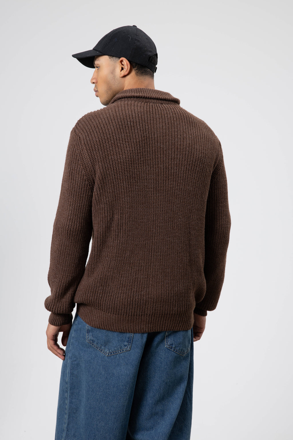 Oversize Fermuarlı Triko Hırka Vizon