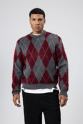 Baklava Desenli Oversize Kazak Bordo