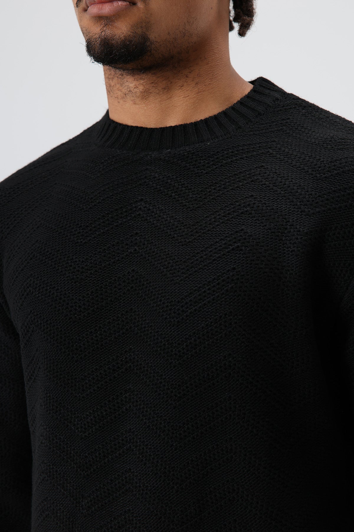 Bisiklet Yaka Oversize Triko Kazak Siyah